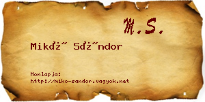 Mikó Sándor névjegykártya